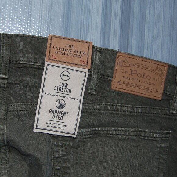 POLO RALPH LAUREN Varick Slim Straight Green Jeans Men's Size 40X32 NWT - Picture 7 of 7